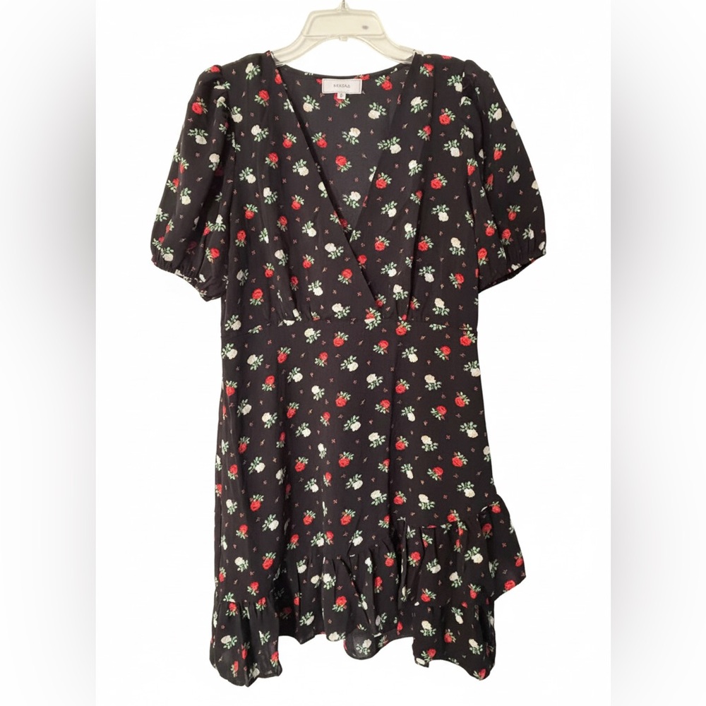 Rihoas Black Dress with Roses, Sz L